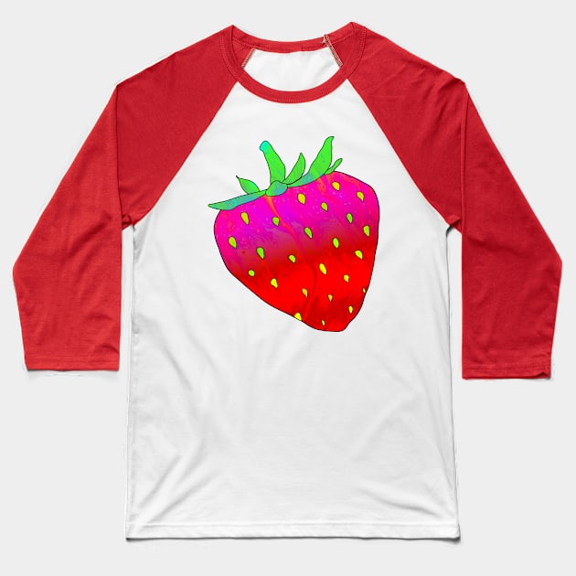 Trippy Strawberry Variation 2 Baseball T-Shirt by lolosenese